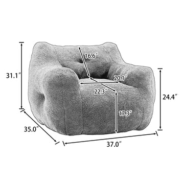 Bean Bag Chair for Adults with Armrests High Density Foam Lazy Sofa for Living Room and Bedroom Dark Gray