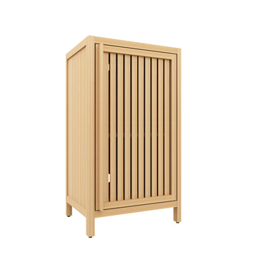 Bathroom Bamboo Storage Cabinet Freestanding Floor Cabinet with Door and Shelf for Bathroom Living Room Bedroom Hallway Kitchen Natural