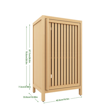Bathroom Bamboo Storage Cabinet Freestanding Floor Cabinet with Door and Shelf for Bathroom Living Room Bedroom Hallway Kitchen Natural