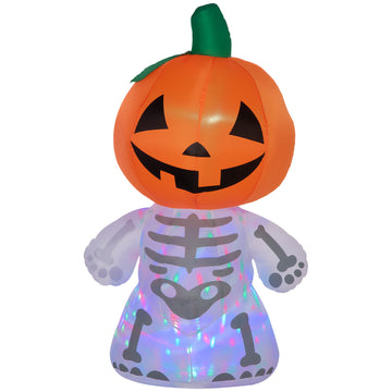 6 ft. Halloween Inflatable Skeleton Ghost with Pumpkin Head Lighted Waterproof Outdoor Yard Decoration with LED Lights