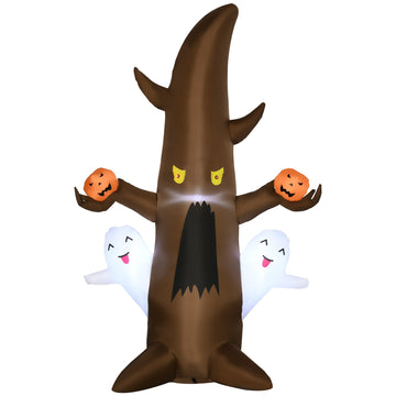 5ft Halloween Inflatable Ghost Tree with Pumpkins Lighted Waterproof Yard Decoration with LED