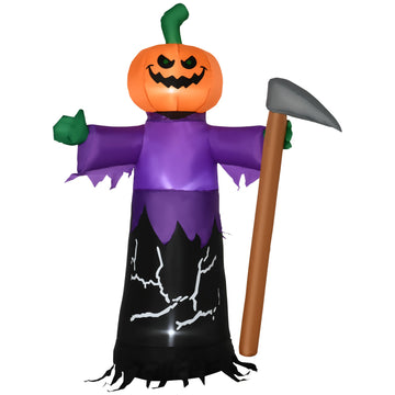 5 ft. Halloween Inflatable Pumpkin Grim Reaper Lighted Waterproof Outdoor Yard Decoration with LED Lights