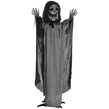 74 in. Halloween Animatronic Skeleton Witch with Motion Sound Activation Light Up Eyes and Chest