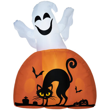 5ft Halloween Inflatable Ghost with Pumpkin Base Lighted Waterproof Outdoor Yard Decoration with LED Lights