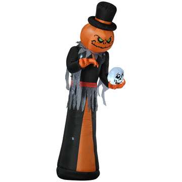 12ft Halloween Inflatable Pumpkin Reaper with Skeleton Skull Lighted Giant Waterproof Yard Decoration with LED Lights