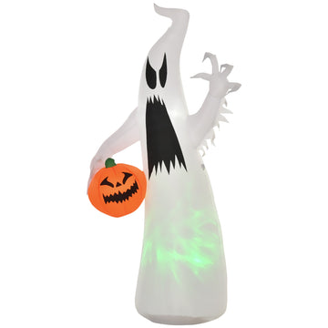 5.9 ft. Halloween Inflatable Ghost with Pumpkin Green Lighted Waterproof Outdoor Yard Decoration with LED Lights