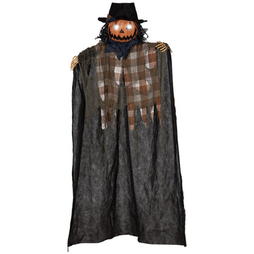 6ft Halloween Animatronic Hanging Pumpkin Ghost with Sound Activation Light Up Eyes and Talking Effects