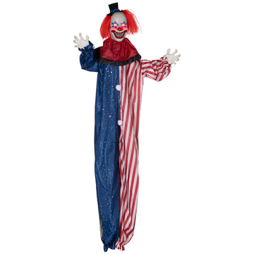 6 ft. Halloween Animatronic Hanging Talking Clown with Motion Sound Activation Light Up Eyes and Moving Head