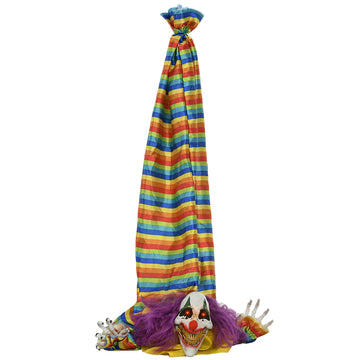 3.8ft Halloween Animatronic Hanging Clown Corpse with Motion Sound Activation Light Up Eyes and Music