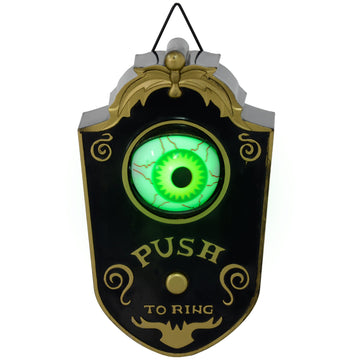 7.1 in. Halloween Animatronic Doorbell with Light Up Eyeball Motion Sound Activation and Piercing Sound