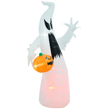 5.9ft Halloween Inflatable Ghost with Pumpkin Lighted Waterproof Yard Decoration with LED Lights