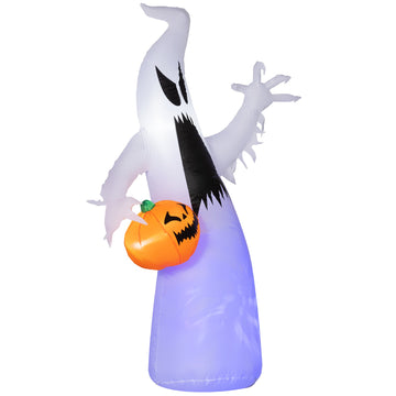 5.9ft Halloween Inflatable Ghost with Pumpkin Purple Lighted Waterproof Yard Decoration with LED