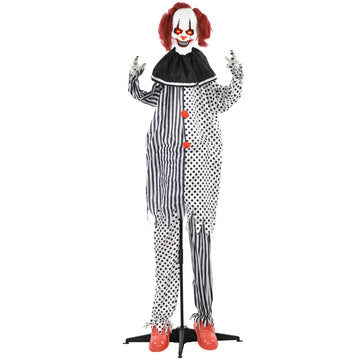 6 ft. Halloween Animatronic Circus Clown with Motion Sound Activation Light Up Eyes Talking and Laughter