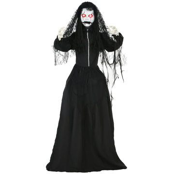 67 in. Halloween Animatronic Ghost Bride with Motion Sound Activation Light Up Eyes and Creepy Voice
