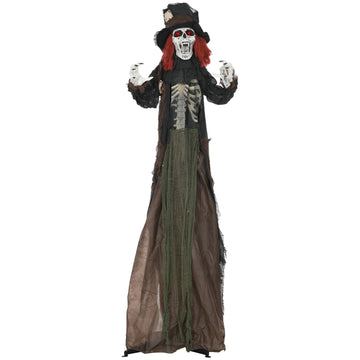 6 ft. Halloween Animatronic Zombie with Skeleton Chest Motion Sound Activation Light Up Eyes and Noises