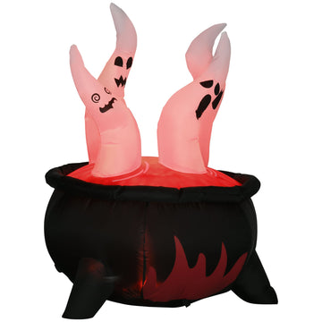 4 ft. Halloween Inflatable White Ghosts in Red Cauldron Lighted Waterproof Outdoor Yard Decoration with LED Lights