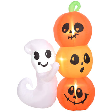 5ft Halloween Inflatable Ghost with Pumpkin Lighted Waterproof Outdoor Yard Decoration with LED Lights