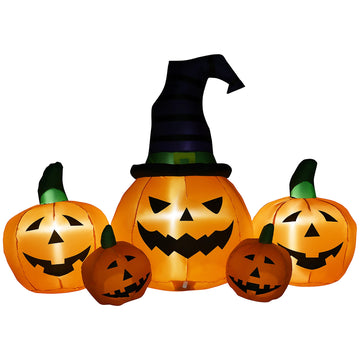 73 in. Halloween Inflatable Five Pumpkins Lighted Waterproof Outdoor Yard Decoration with LED Lights