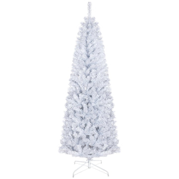 6ft Pencil Christmas Tree White Slim Douglas Fir with Realistic Branches 618 Tips and Metal Base