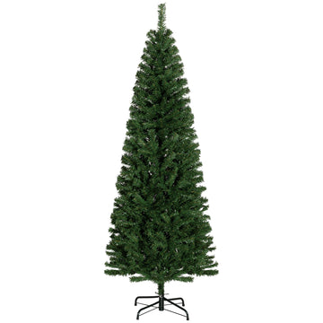 6ft Pencil Christmas Tree Green Slim Douglas Fir with Realistic Branches 618 Tips and Metal Base