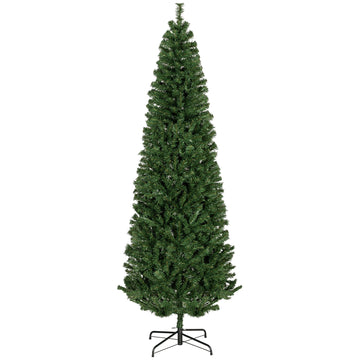 7ft Pencil Christmas Tree Green Slim Douglas Fir with Realistic Branches 818 Tips and Metal Base