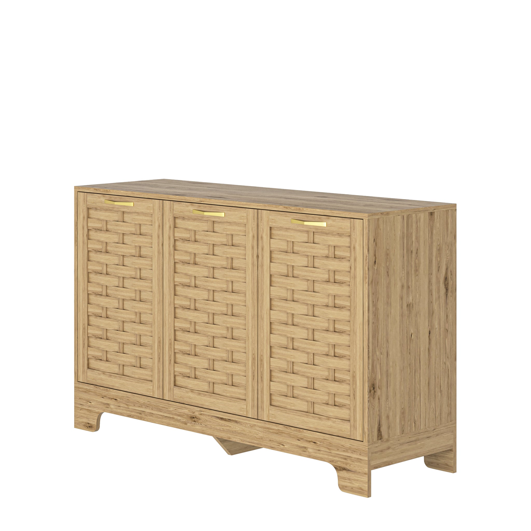 Storage Cabinet with 3 Doors Wood Sideboard Buffet with Adjustable Shelf Accent Cabinet for Living Room Hallway Bedroom
