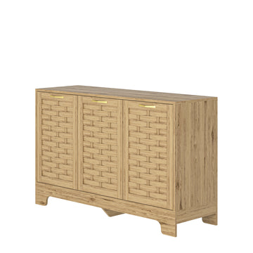Storage Cabinet with 3 Doors Wood Sideboard Buffet with Adjustable Shelf Accent Cabinet for Living Room Hallway Bedroom