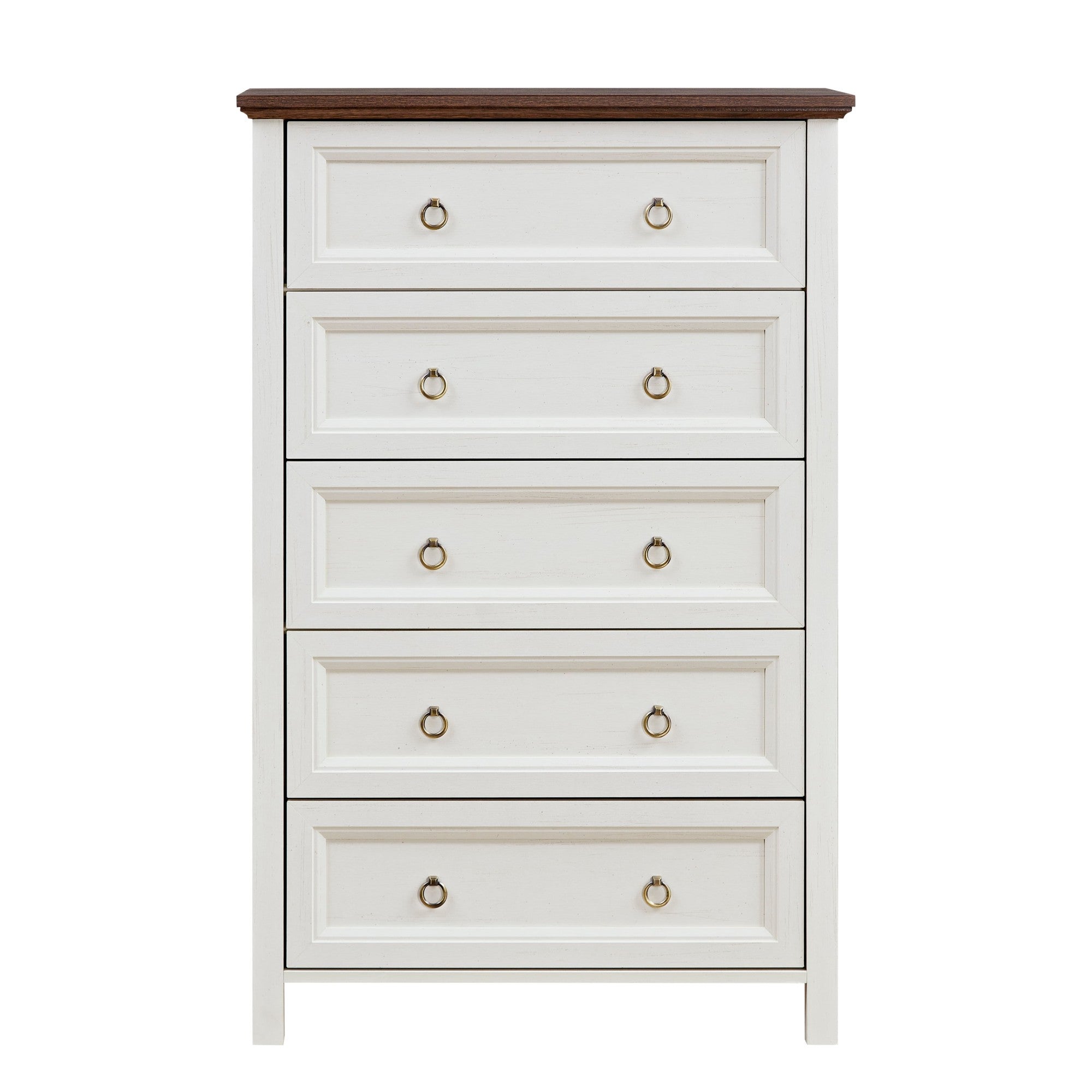 Farmhouse 5 Drawers Dresser Rustic Wood Tall Chest Storage Organizer for Bedroom Living Room Hallway