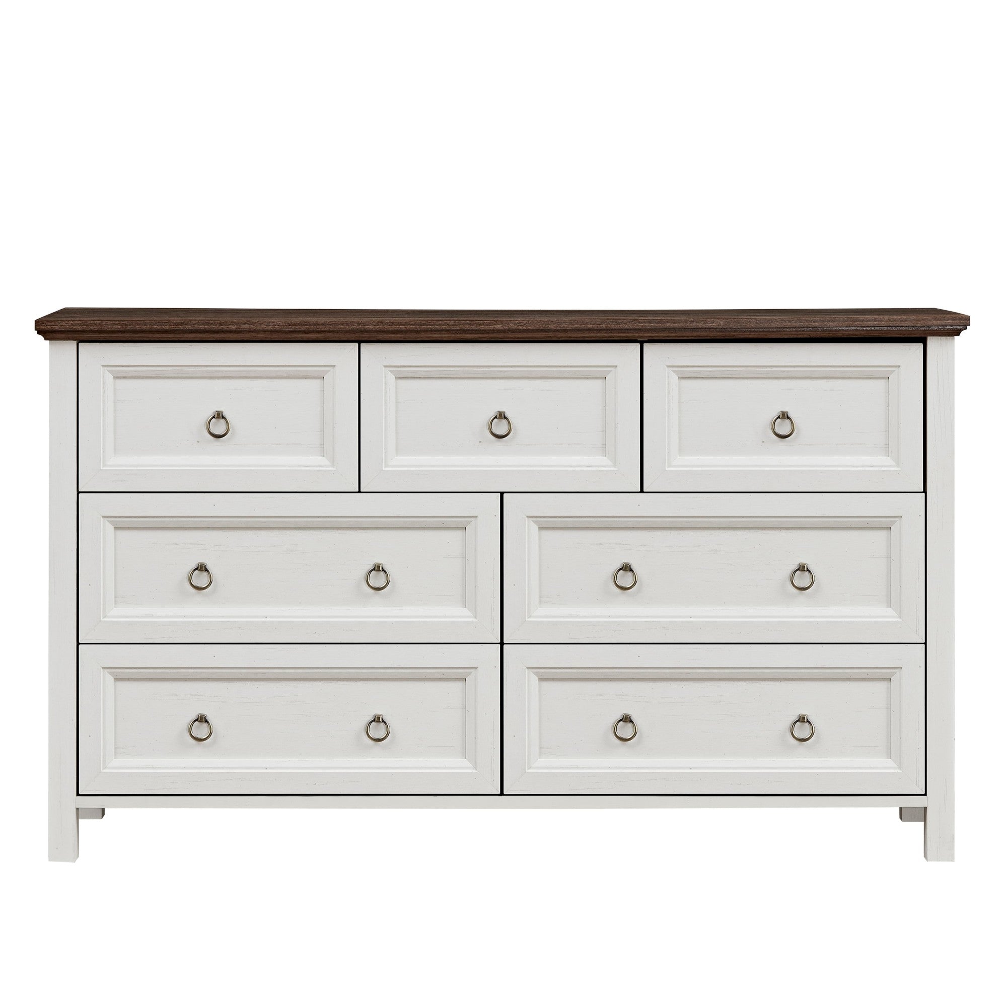 Farmhouse 7 Drawers Dresser Rustic Wood Chest TV Stand Storage Organizer for Bedroom Living Room Hallway