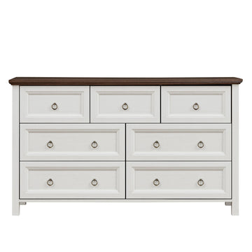 Farmhouse 7 Drawers Dresser Rustic Wood Chest TV Stand Storage Organizer for Bedroom Living Room Hallway