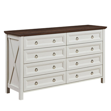 Farmhouse 8 Drawers Dresser Rustic Wood Tall Chest of Drawers Storage Organizer for Bedroom Living Room Hallway