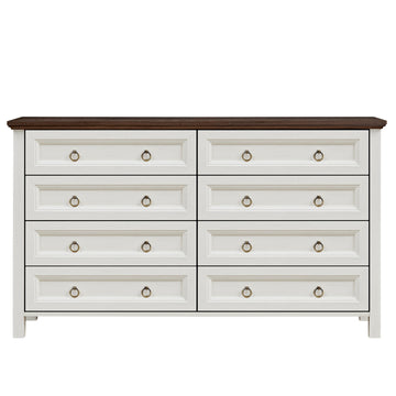 Farmhouse 8 Drawers Dresser Rustic Wood Tall Chest of Drawers Storage Organizer for Bedroom Living Room Hallway