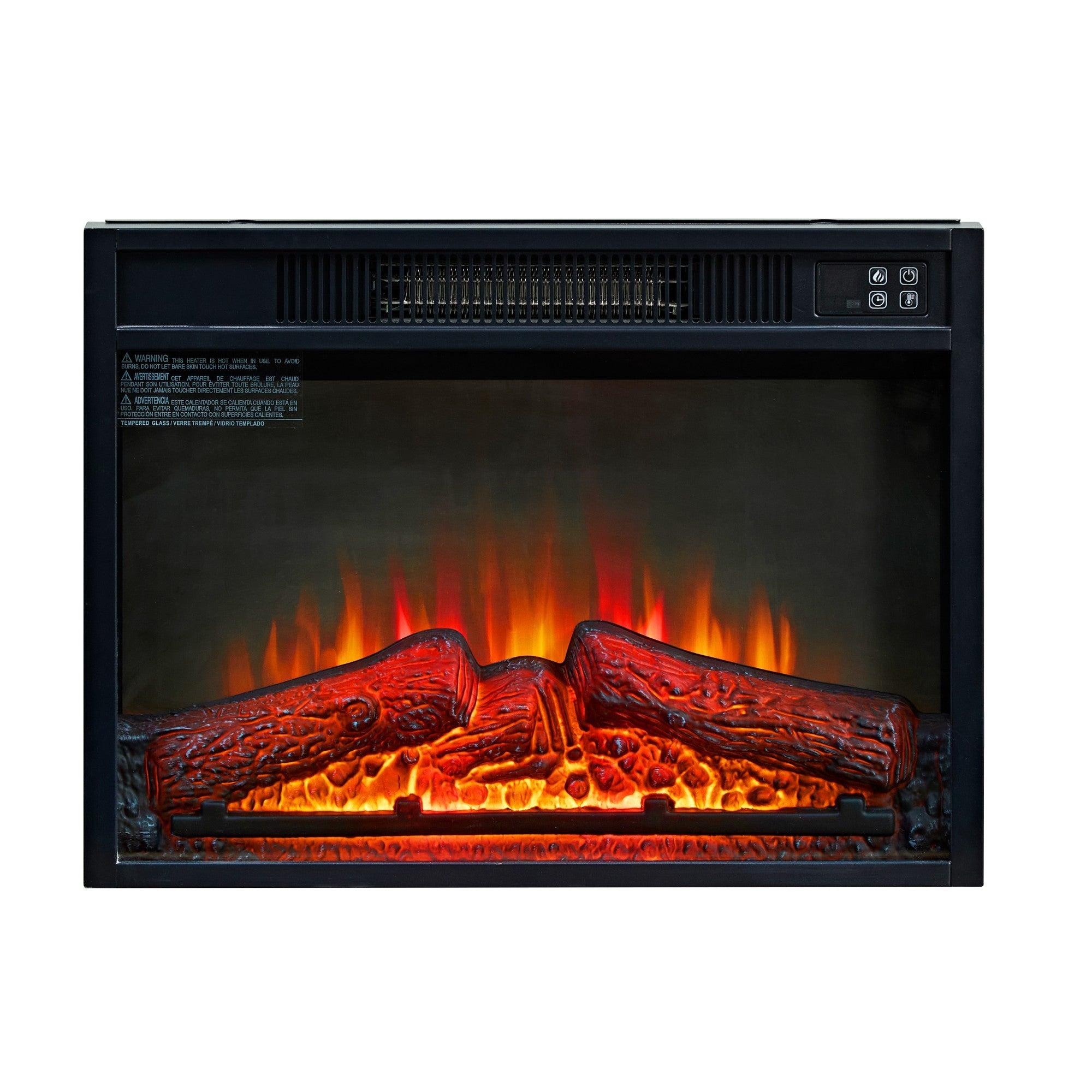 23 Inch Electric Fireplace Insert 3D Infrared Heater with Remote Control Adjustable Realistic Logs and Flames Indoor 1400W