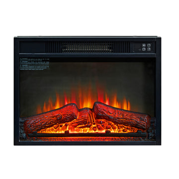23 Inch Electric Fireplace Insert 3D Infrared Heater with Remote Control Adjustable Realistic Logs and Flames Indoor 1400W