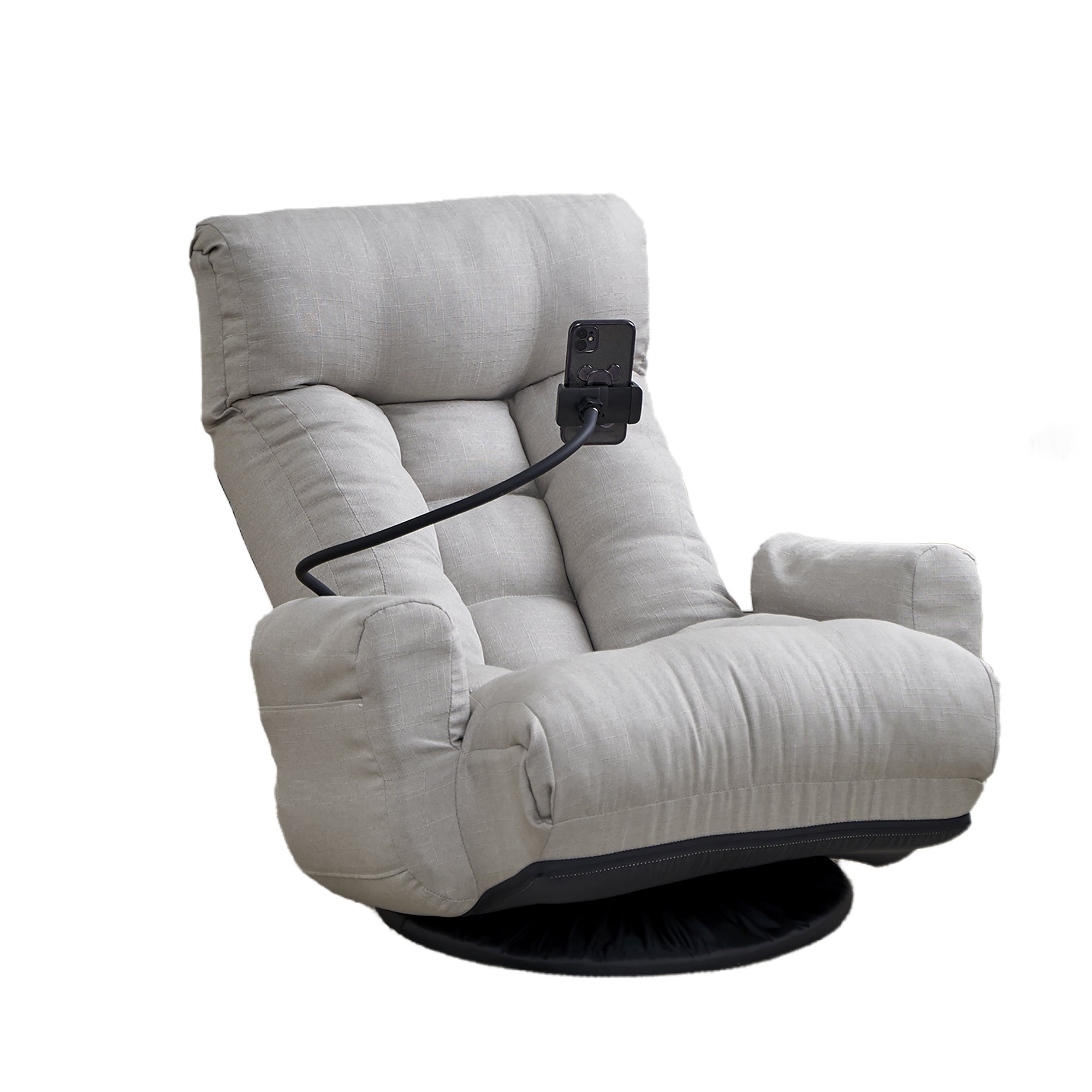Adjustable Floor Lounge Chair with 360 Degree Rotating Base and Foldable Design Gray