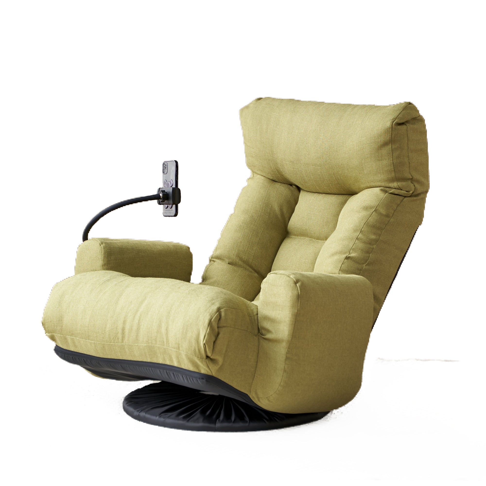Adjustable Floor Lounge Chair with 360 Degree Rotating Base and Foldable Design Green
