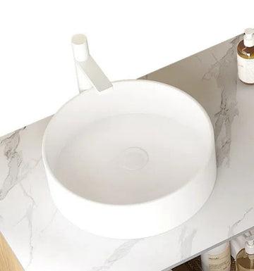 16 Inch Bathroom Sink Round Vessel Ceramic Basin No Faucet No Cabinet White