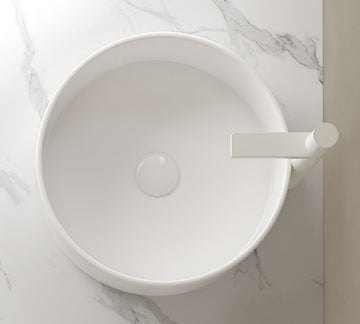 16 Inch Bathroom Sink Round Vessel Ceramic Basin No Faucet No Cabinet White