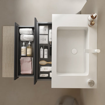 30 Inch Integrated Rectangular Undermount Basin No Drain No Faucet White
