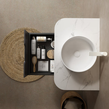 14 Inch Bathroom Sink Round Vessel Ceramic Basin No Faucet No Cabinet White