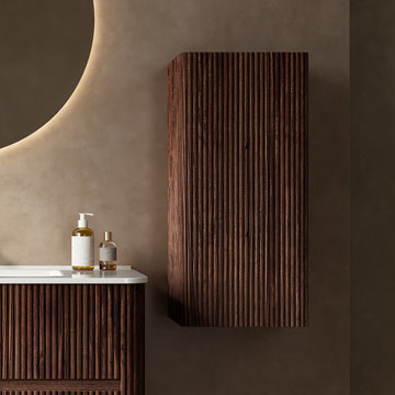 14 Wall Mounted Floating Striped Bathroom Vanity Side Cabinet Door Shelf Suitable for NOOR Retro Walnut