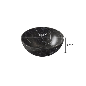 14 Inch Bathroom Sink Bowl Ceramic Basin Stone Pattern No Faucet Matte Black