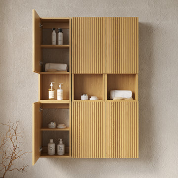 41 Bathroom Wall Mounted Cabinet 6 Cabinets Doors Combination or Individual Suitable for Bathroom Living Room Laundry Corolla Oak
