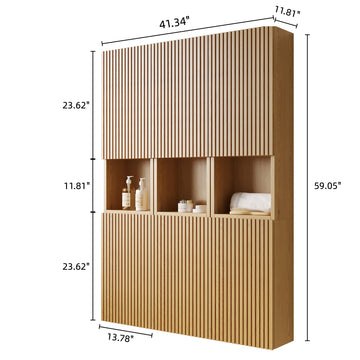 41 Bathroom Wall Mounted Cabinet 6 Cabinets Doors Combination or Individual Suitable for Bathroom Living Room Laundry Corolla Oak