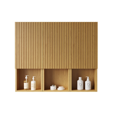 41 Bathroom Wall Mounted Cabinet 3 Cabinets Doors Open Compartments Combination or Individual Suitable for Bathroom Corolla Oak