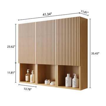 41 Bathroom Wall Mounted Cabinet 3 Cabinets Doors Open Compartments Combination or Individual Suitable for Bathroom Corolla Oak