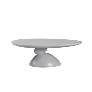 47.27 Inch Lucky Stone Oval Coffee Table Modern Minimalist Fiberglass Center Table Stone Gray