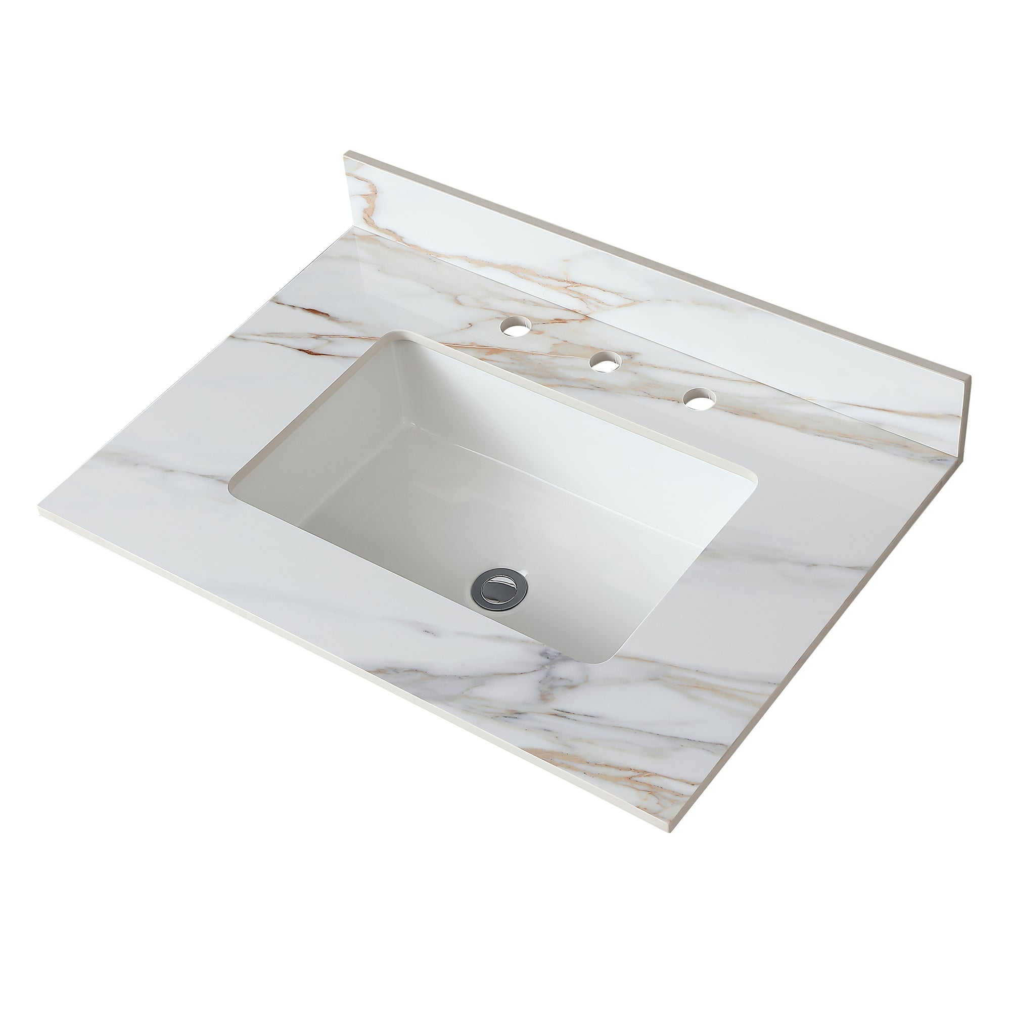 31 Inch Marble Vanity Top with Undermount Sink and 4-Inch Backsplash