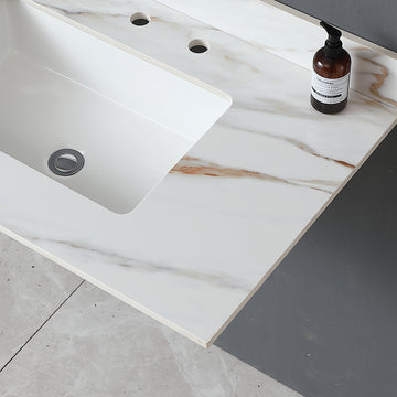 37 Inch Carrara White Marble Vanity Top with Sink