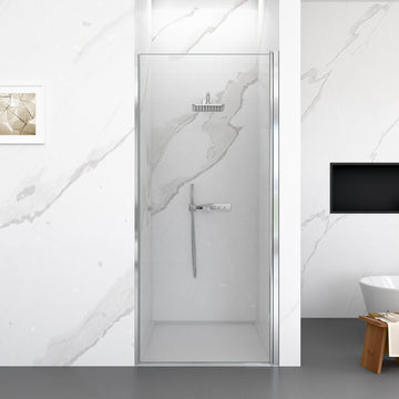 Semi-Frameless Circular Pivot Shower Door with 1/4 in. (6mm) Thick SGCC Tempered Glass